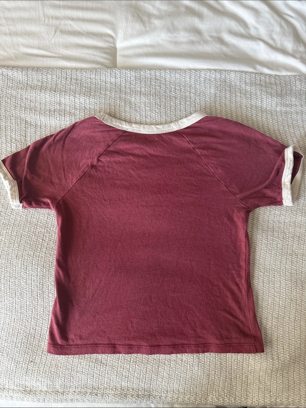 Old Navy Maroon Short-Sleeve 'Skater Girl' Graphic Tee with Cream Trim